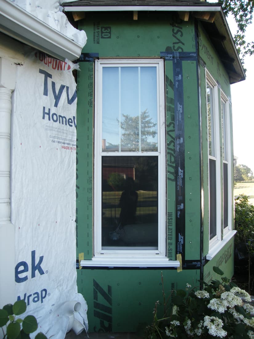 New sills under the bay windows.