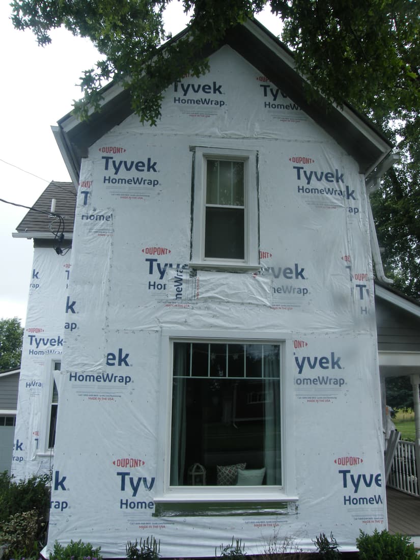 The south wall with both front sills in.