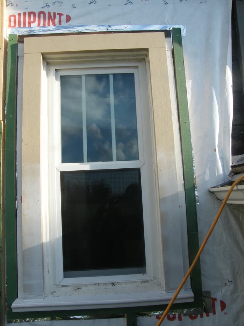 The buildout frame in around the north window.