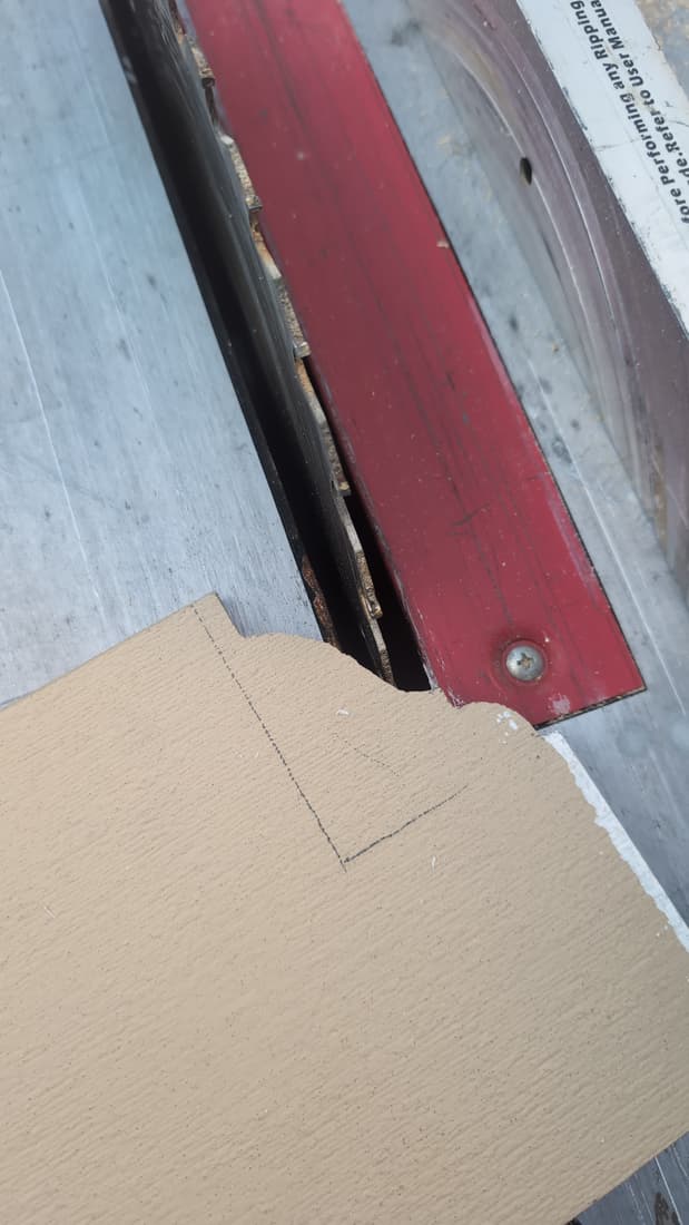 Cutting a profile on the table saw to a layout line taken off the original.